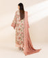 Women's Unstitched Embroidered Linen Pink 3 Piece Suit